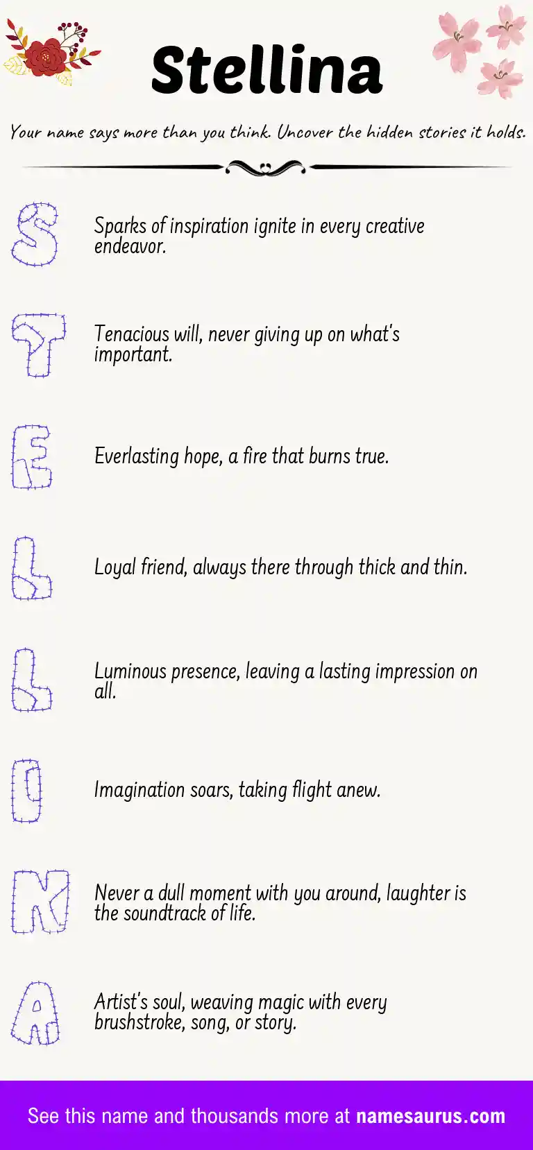 Acrostic poem about Stellina.