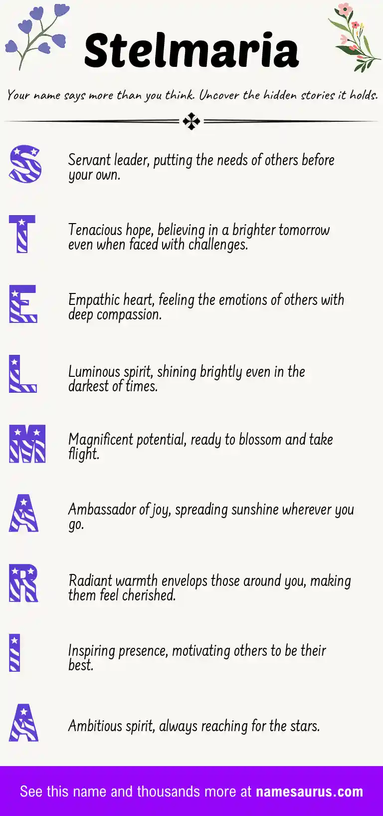 Acrostic poem about Stelmaria.
