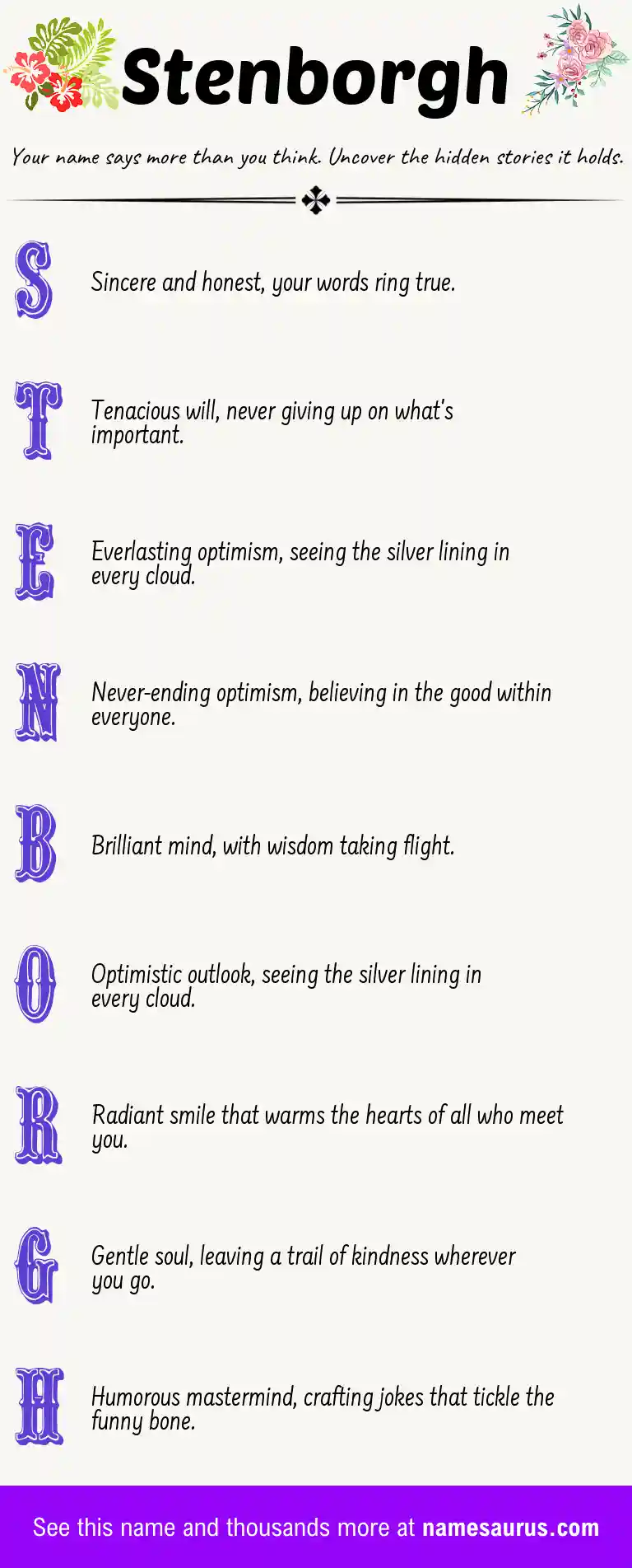 Acrostic poem about Stenborgh.