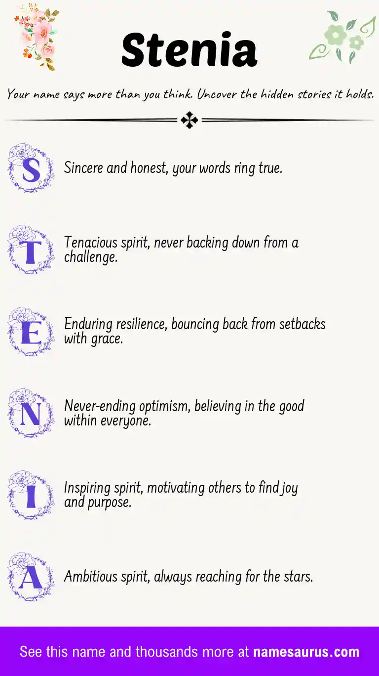 Acrostic poem about Stenia.