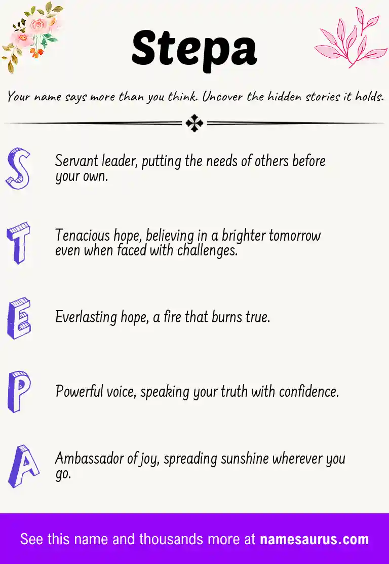 Acrostic poem about Stepa.