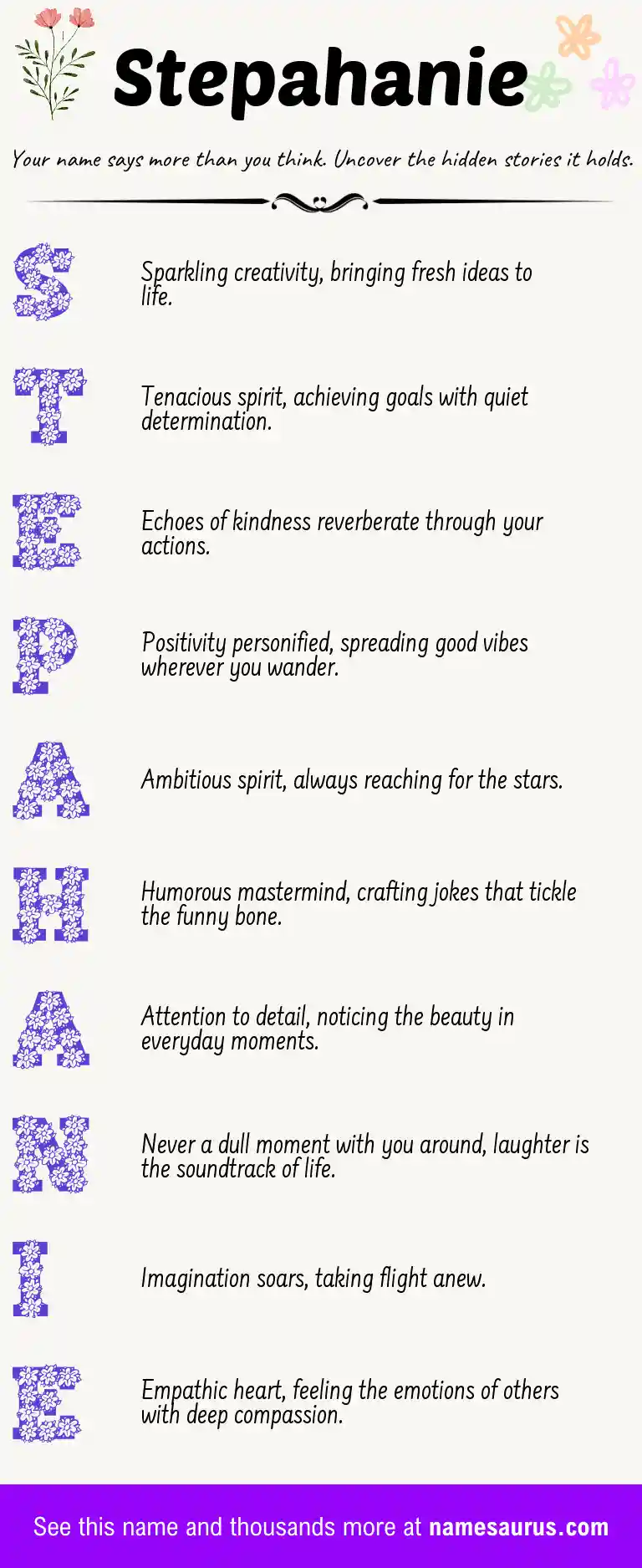 Acrostic poem about Stepahanie.