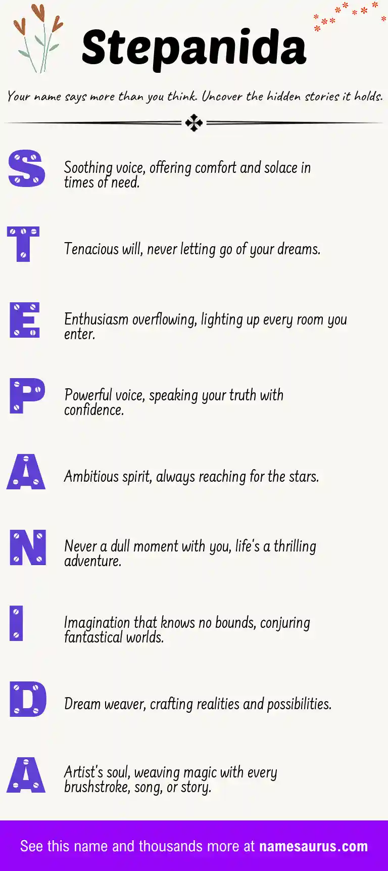 Acrostic poem about Stepanida.