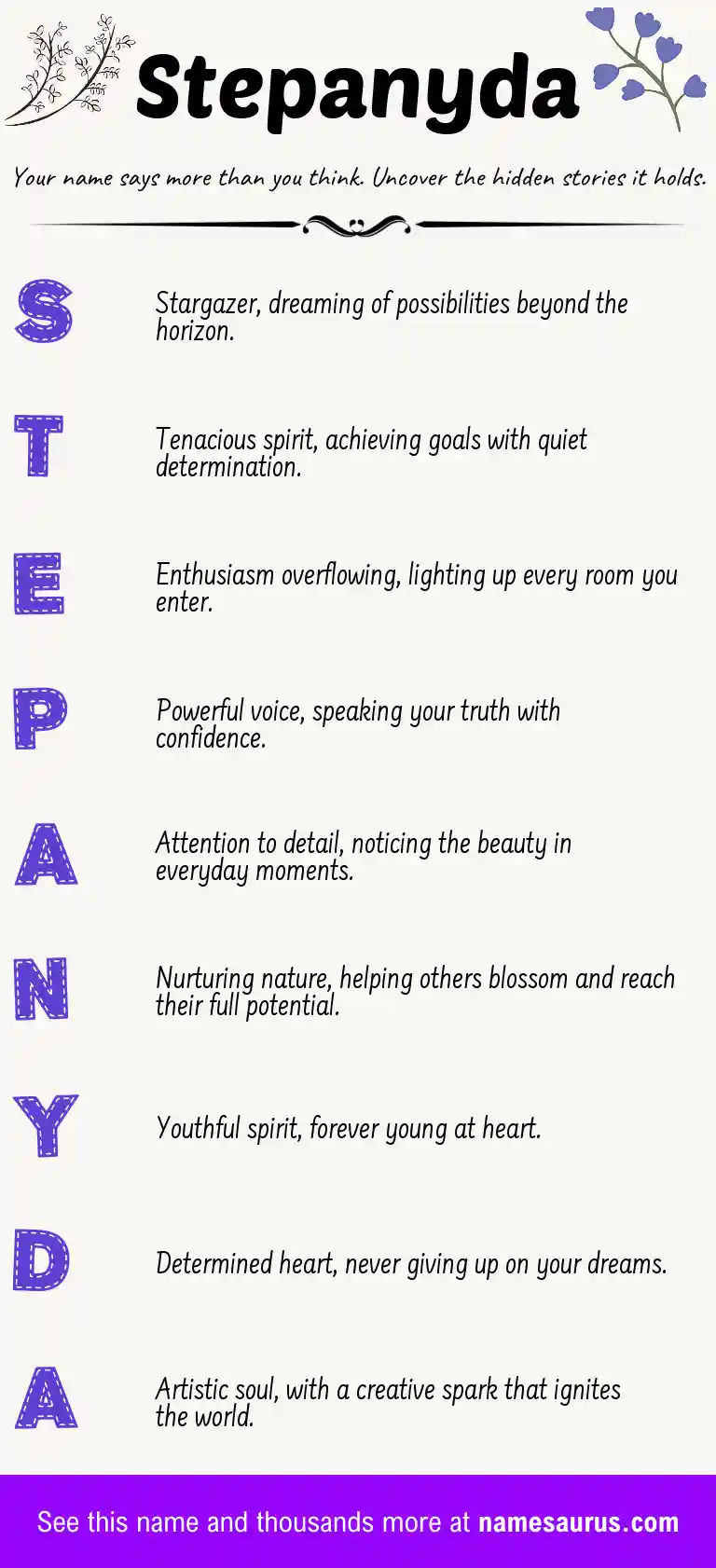 Acrostic poem about Stepanyda.