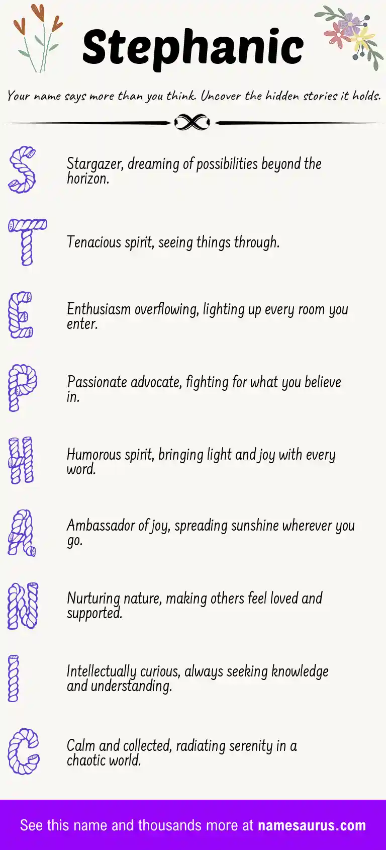 Acrostic poem about Stephanic.