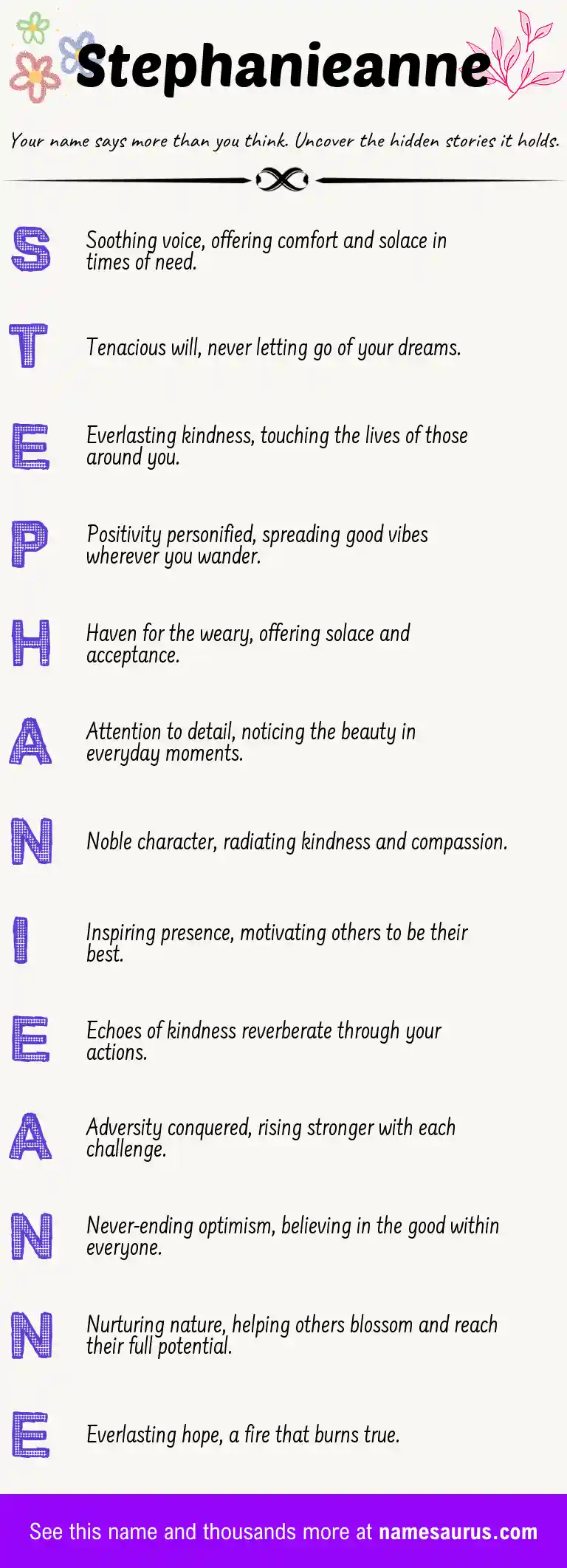 Acrostic poem about Stephanieanne.