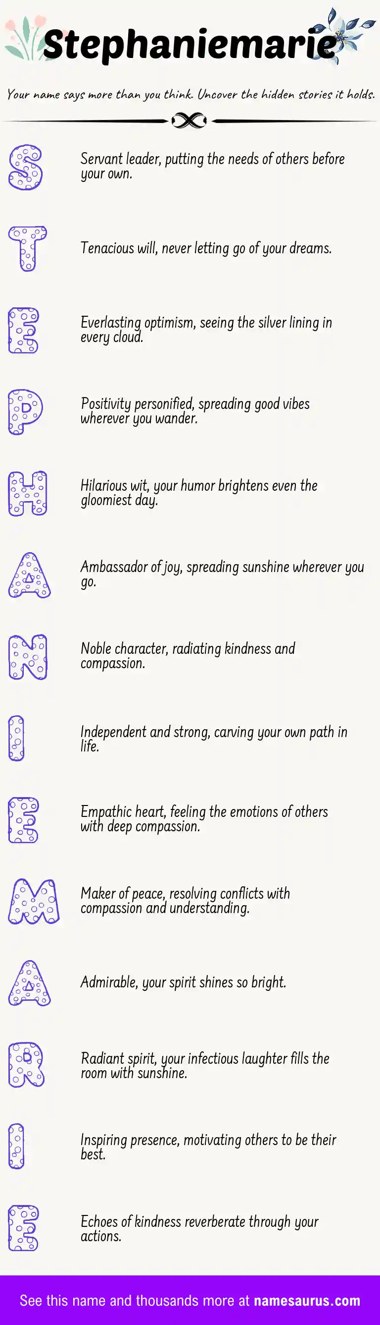 Acrostic poem about Stephaniemarie.