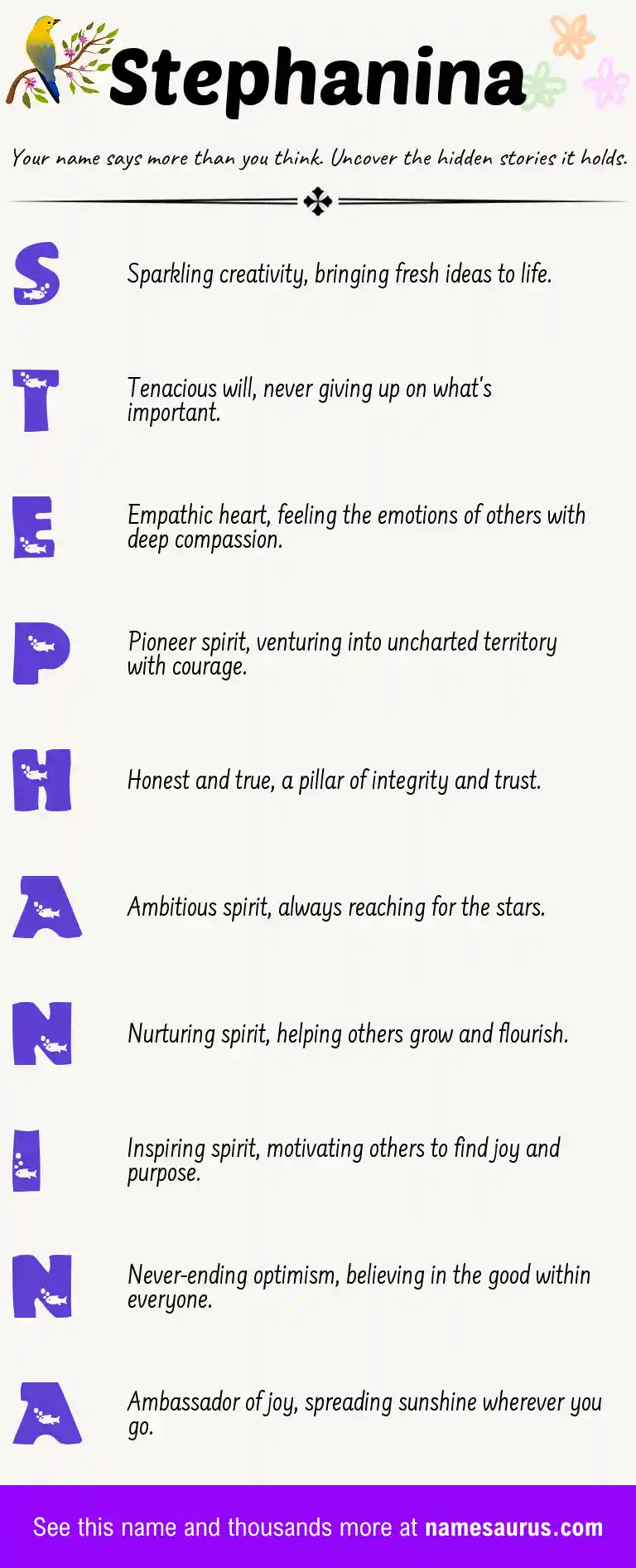 Acrostic poem about Stephanina.