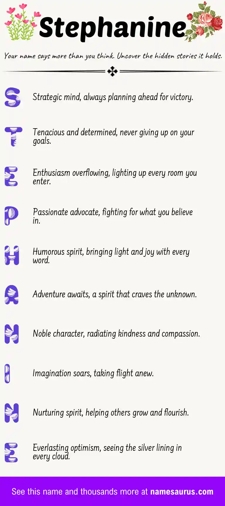 Acrostic poem about Stephanine.