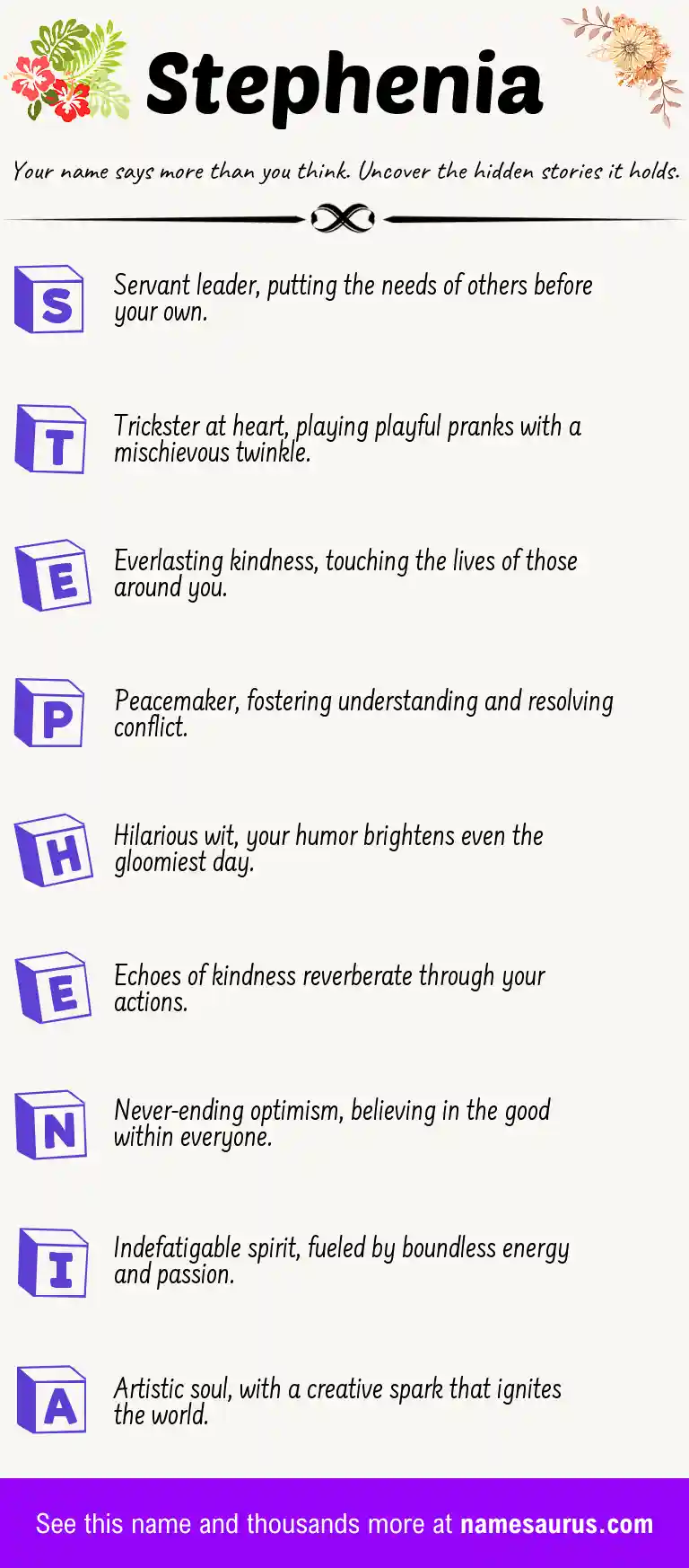 Acrostic poem about Stephenia.