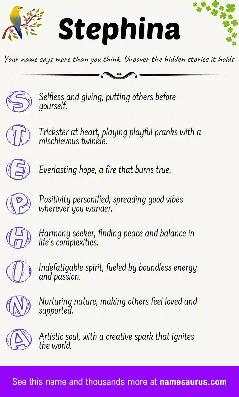 Acrostic poem about Stephina.