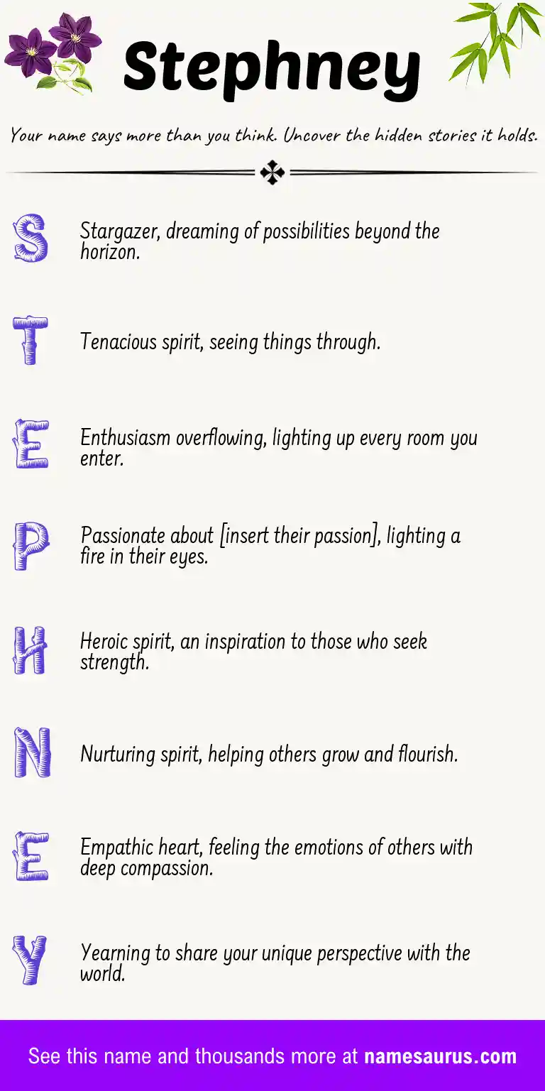 Acrostic poem about Stephney.
