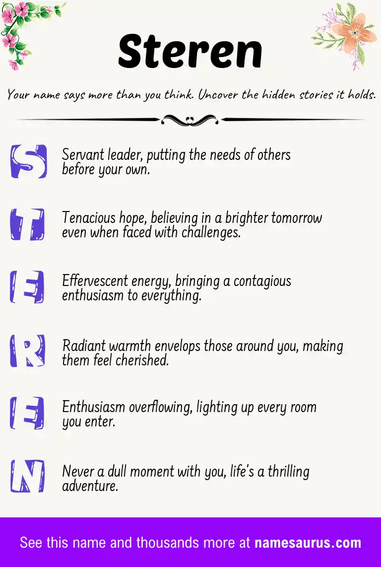 Acrostic poem about Steren.
