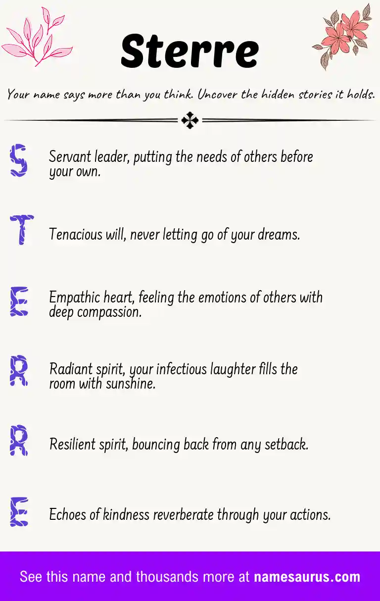 Acrostic poem about Sterre.