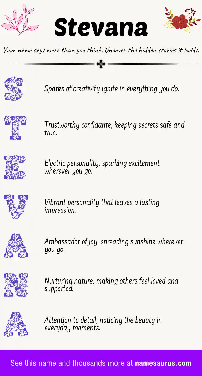 Acrostic poem about Stevana.