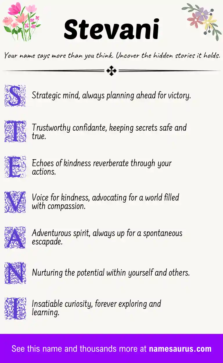 Acrostic poem about Stevani.