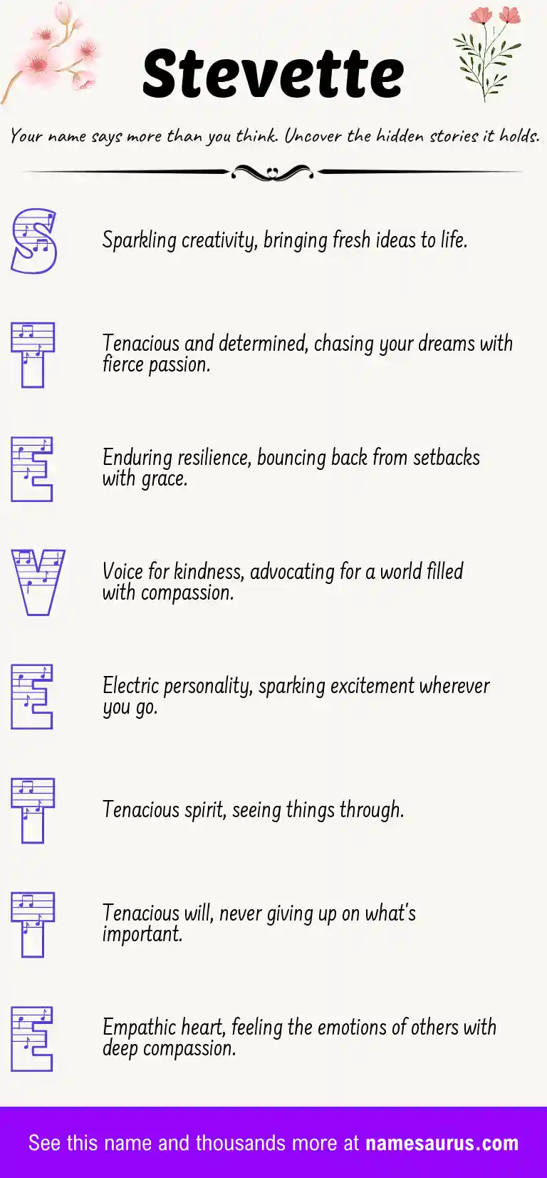Acrostic poem about Stevette.
