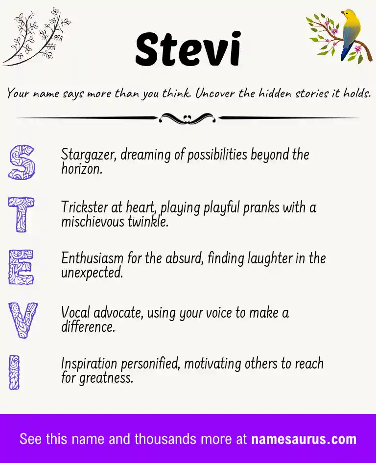 Acrostic poem about Stevi.