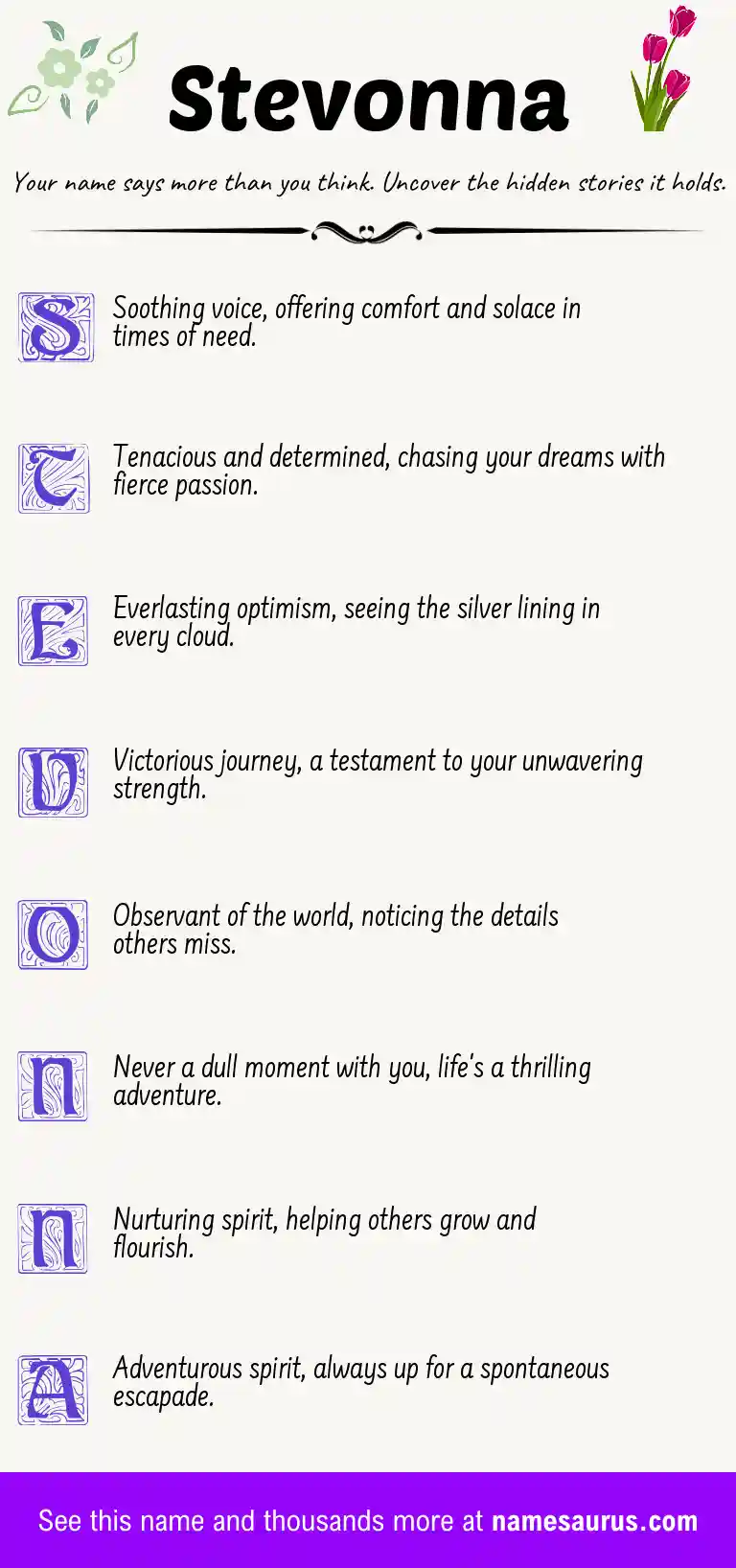 Acrostic poem about Stevonna.