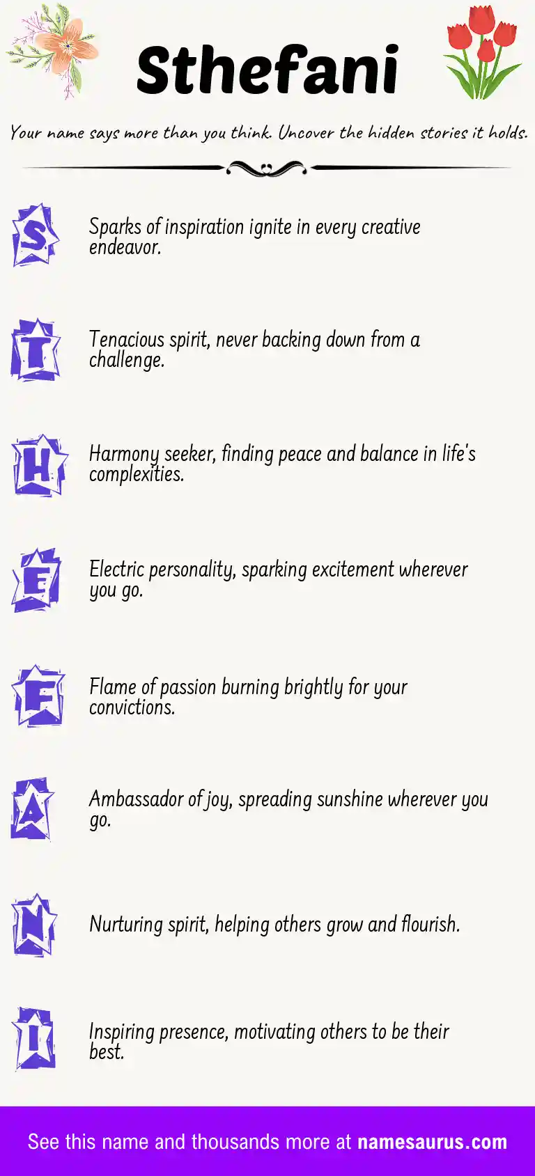 Acrostic poem about Sthefani.