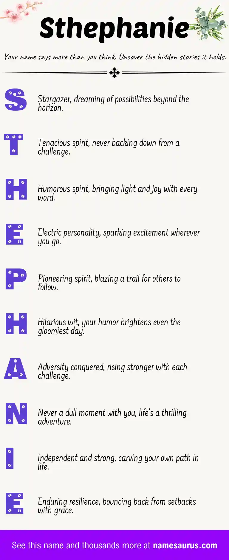 Acrostic poem about Sthephanie.