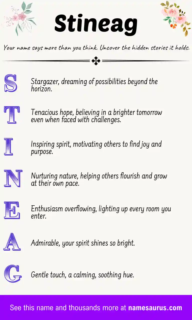 Acrostic poem about Stineag.