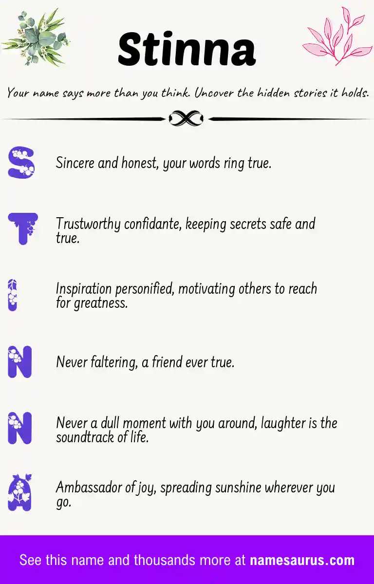 Acrostic poem about Stinna.