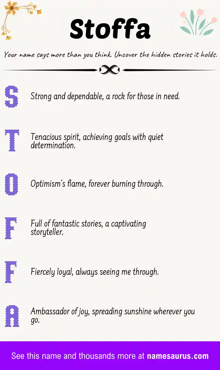 Acrostic poem about Stoffa.