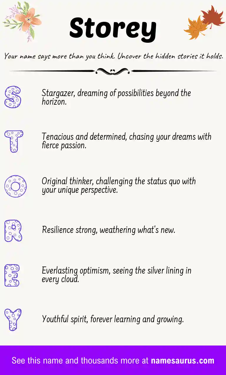 Acrostic poem about Storey.