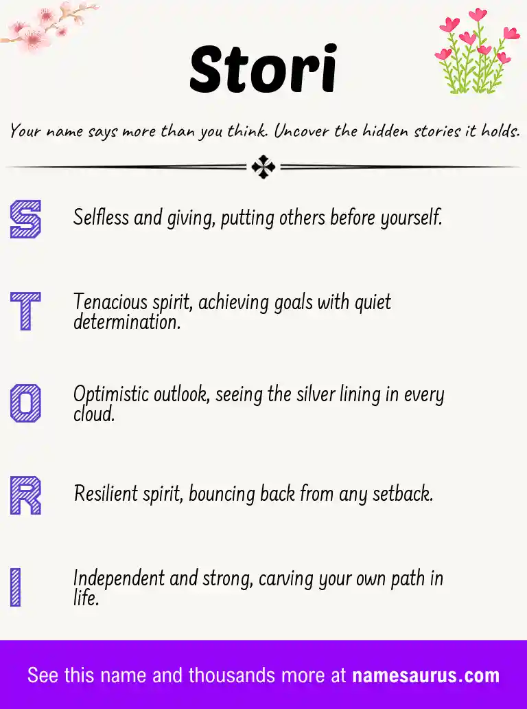 Acrostic poem about Stori.