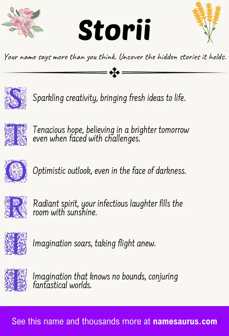 Acrostic poem about Storii.