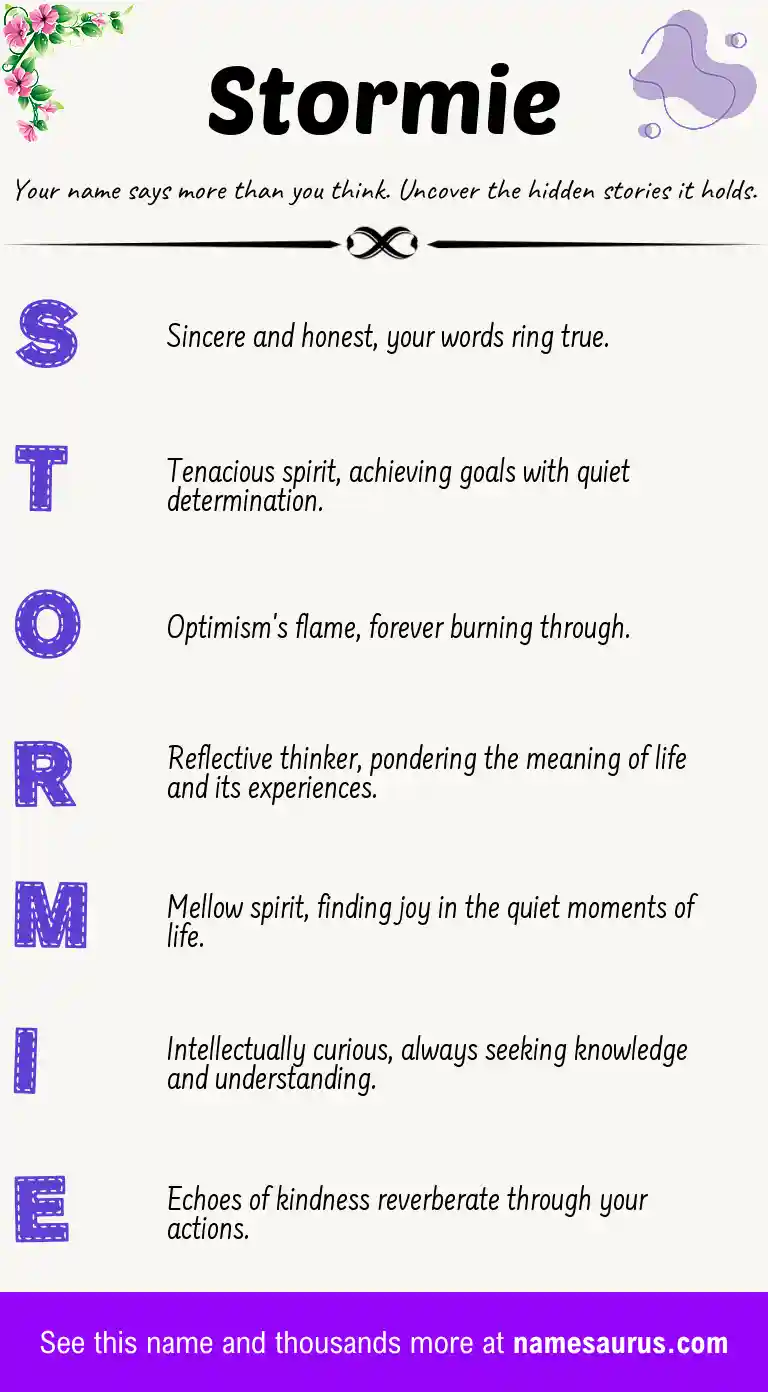 Acrostic poem about Stormie.