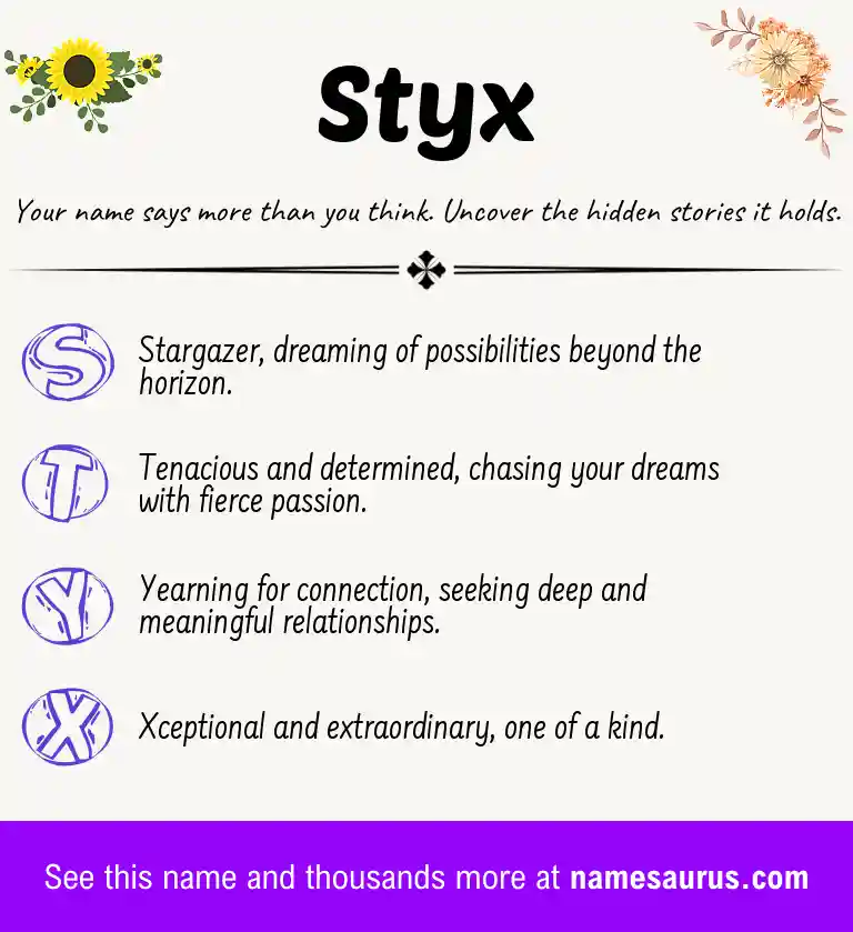 Acrostic poem about Styx.