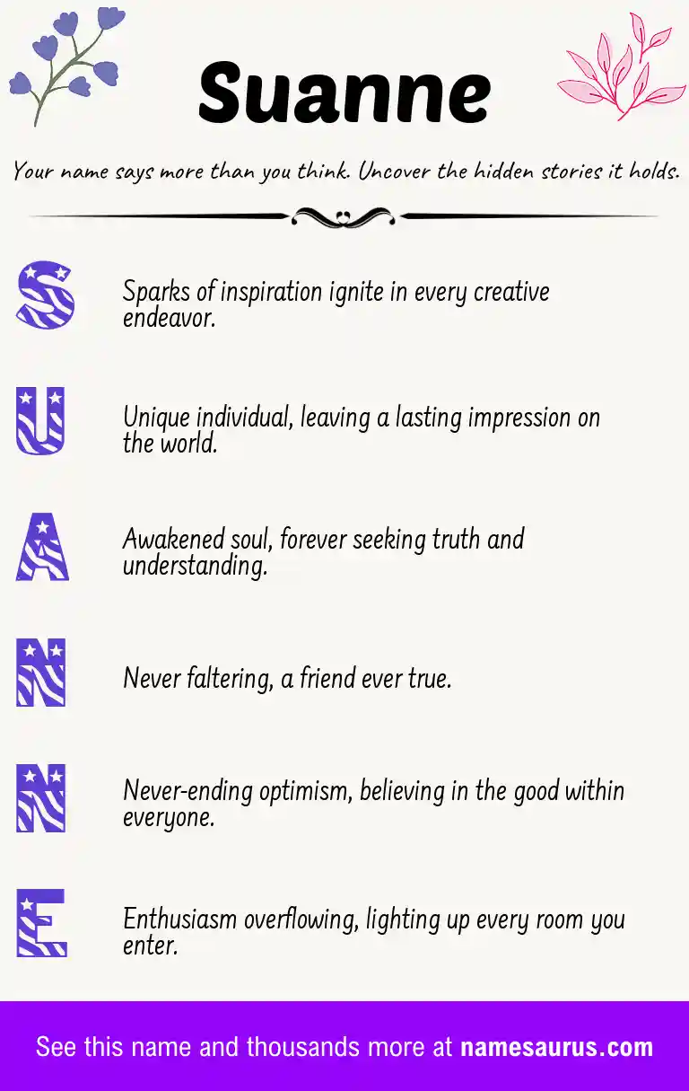 Acrostic poem about Suanne.