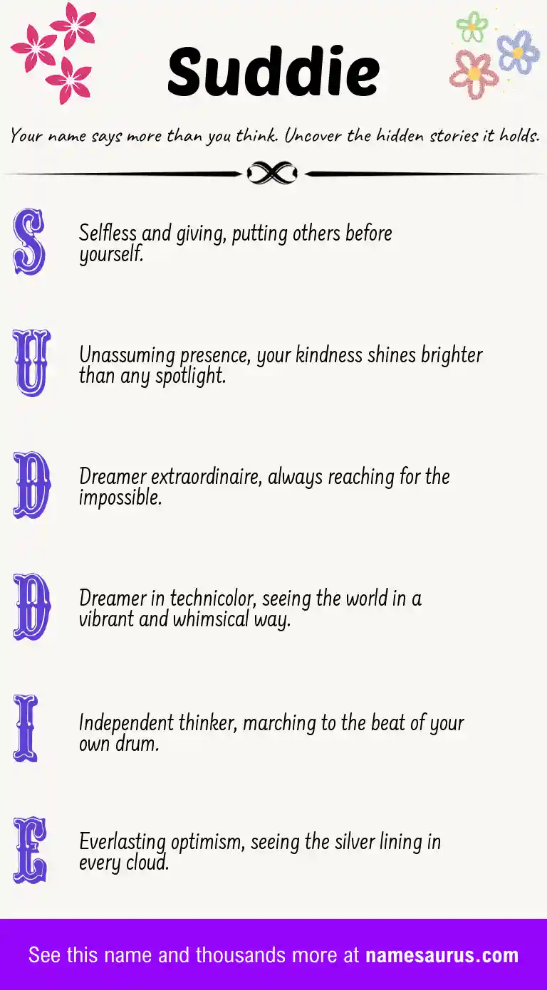 Acrostic poem about Suddie.