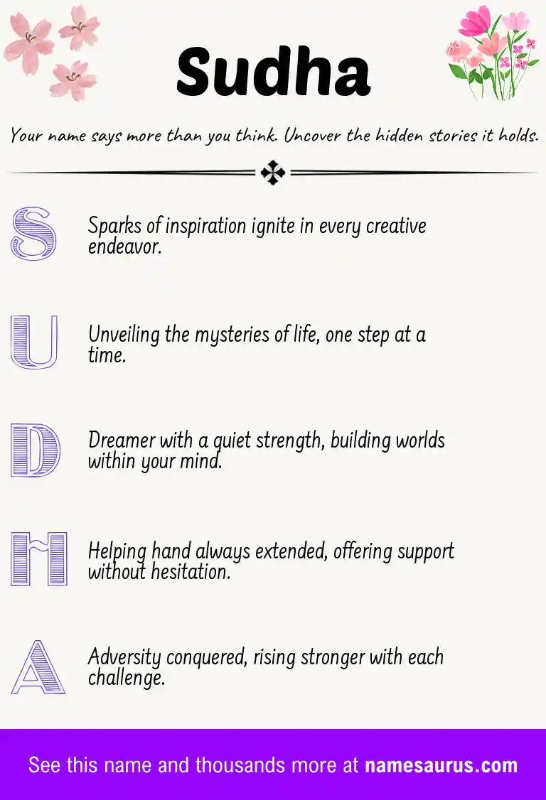 Acrostic poem about Sudha.