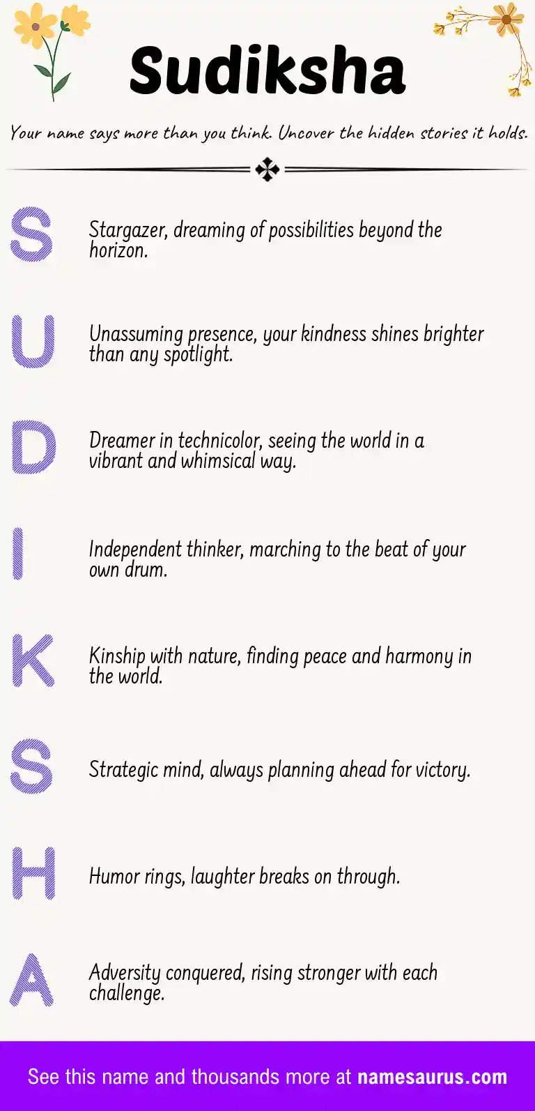 Acrostic poem about Sudiksha.