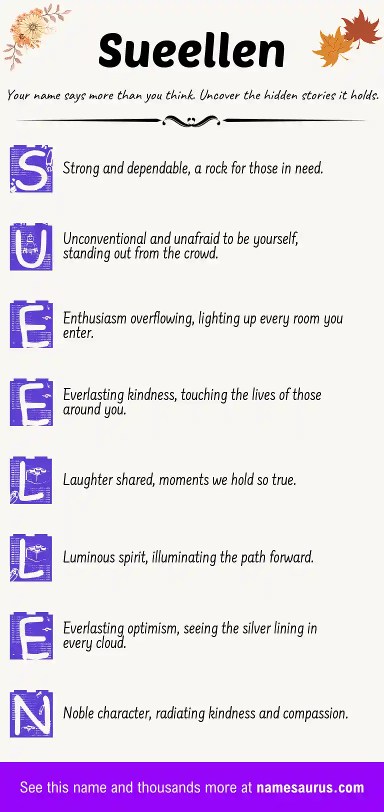 Acrostic poem about Sueellen.