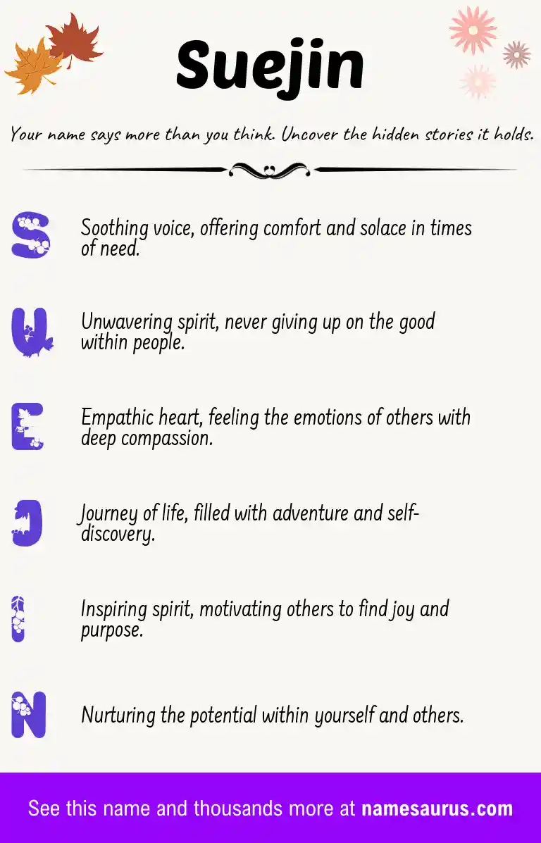 Acrostic poem about Suejin.