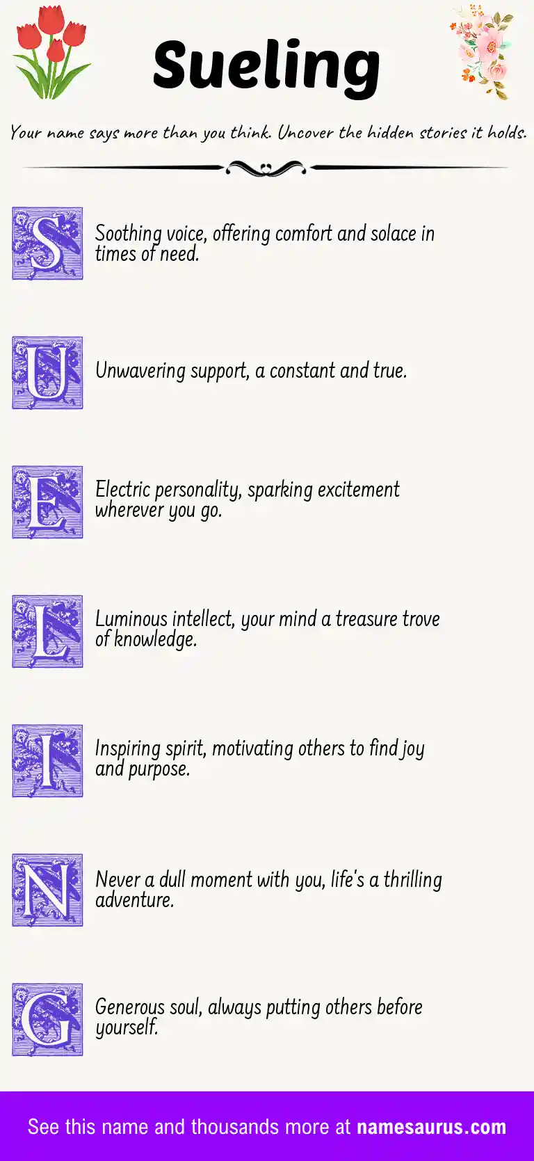 Acrostic poem about Sueling.