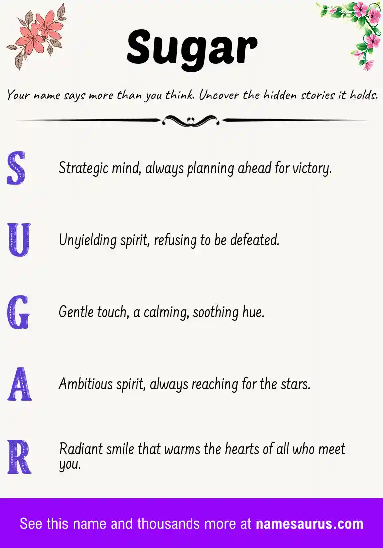 Acrostic poem about Sugar.
