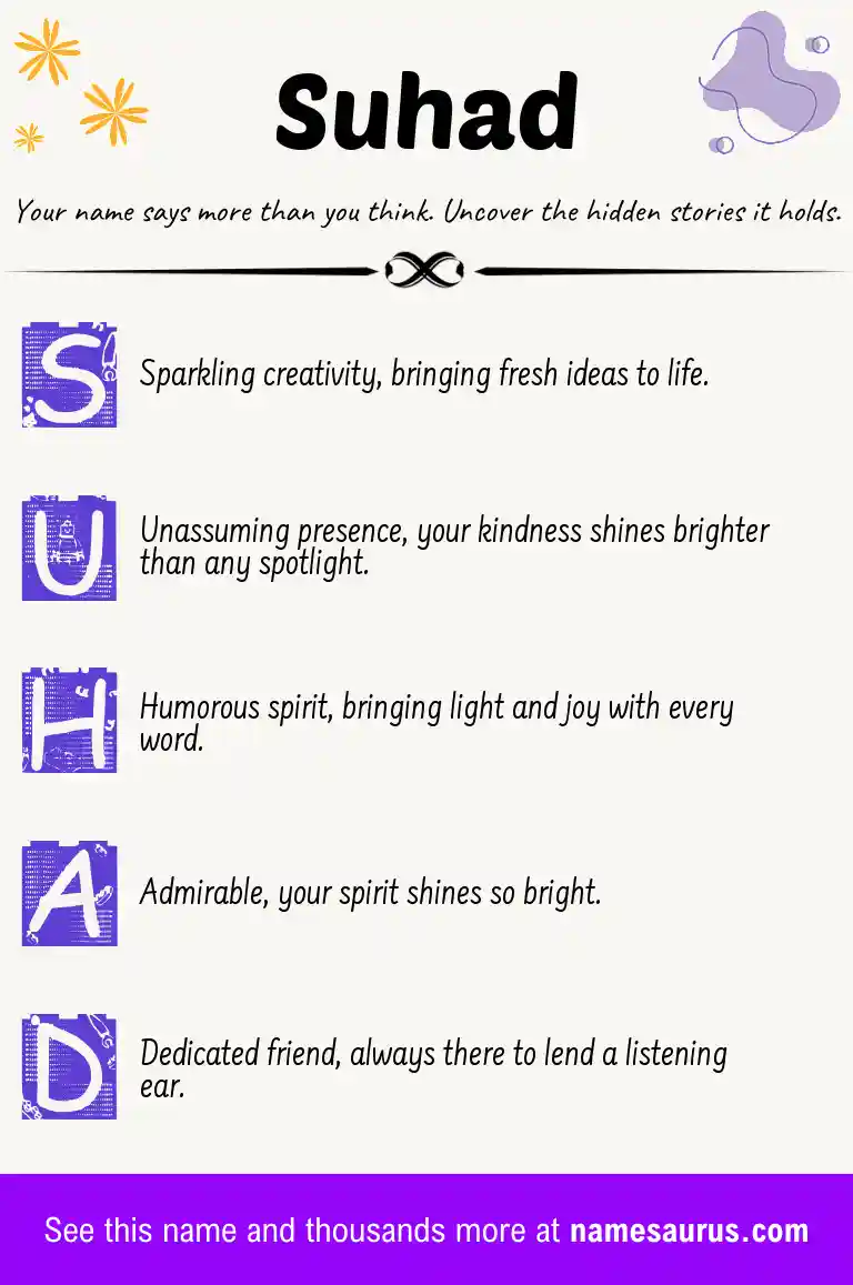 Acrostic poem about Suhad.