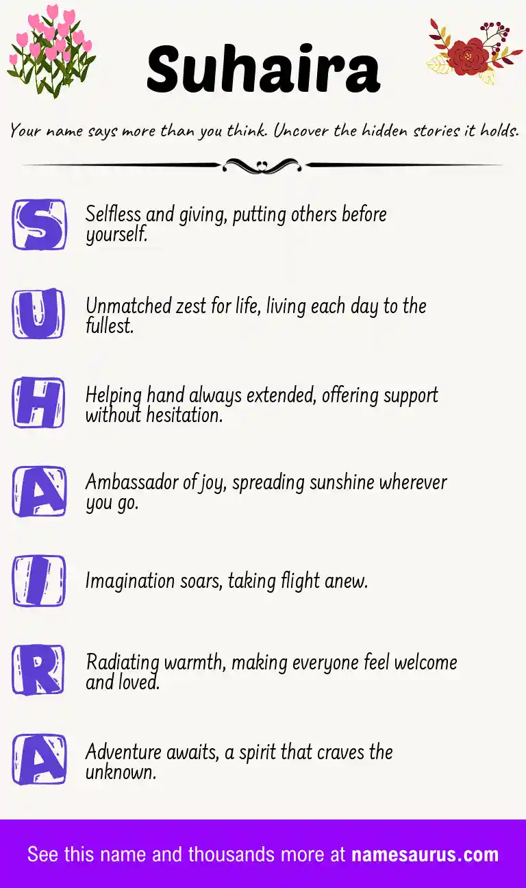 Acrostic poem about Suhaira.