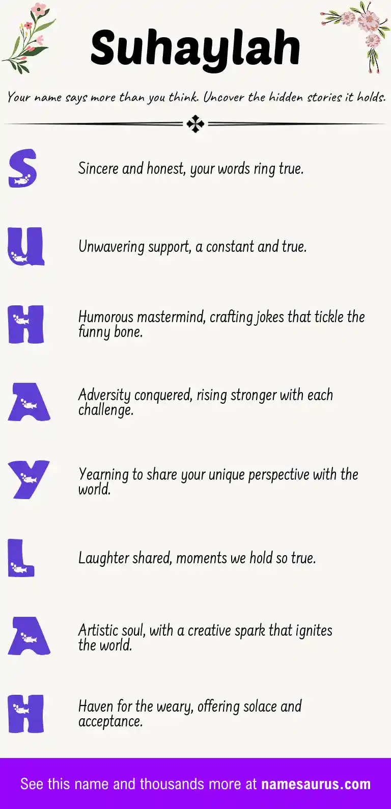 Acrostic poem about Suhaylah.