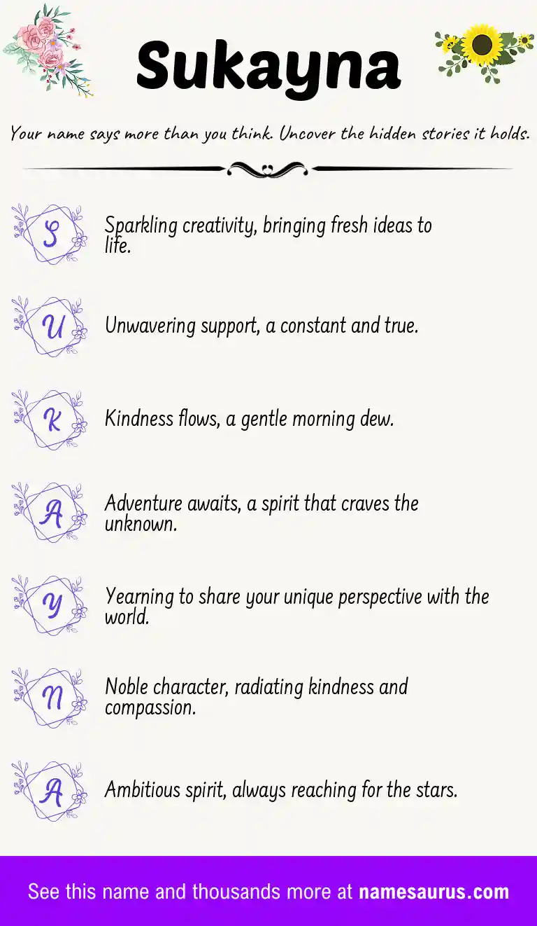 Acrostic poem about Sukayna.