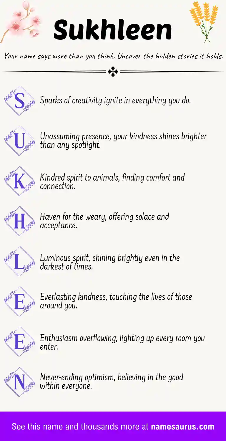 Acrostic poem about Sukhleen.