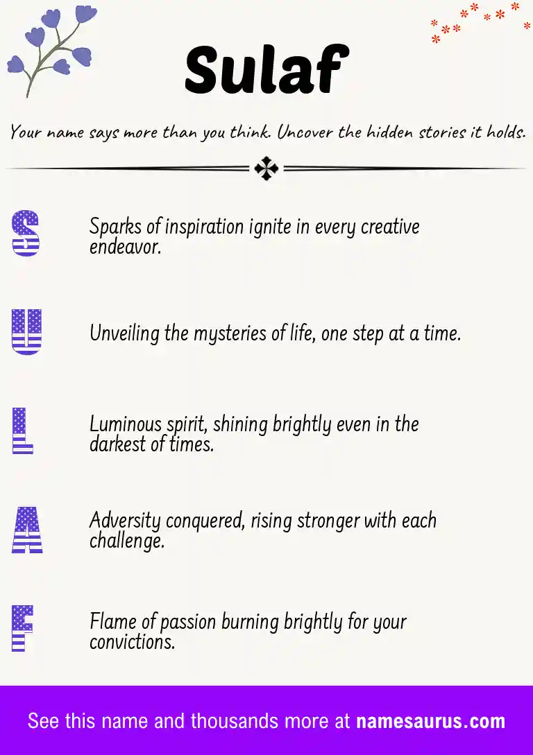 Acrostic poem about Sulaf.