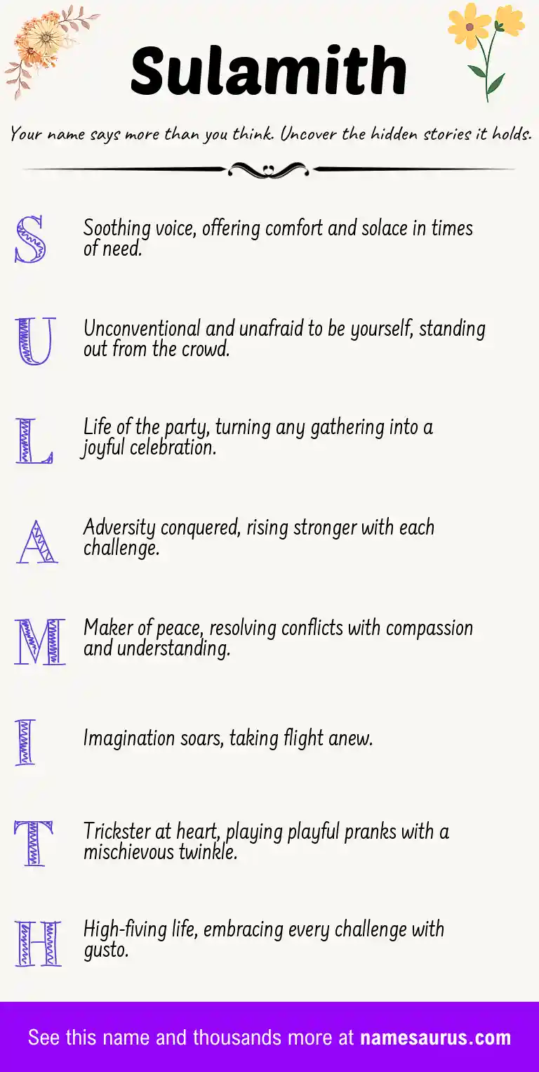 Acrostic poem about Sulamith.