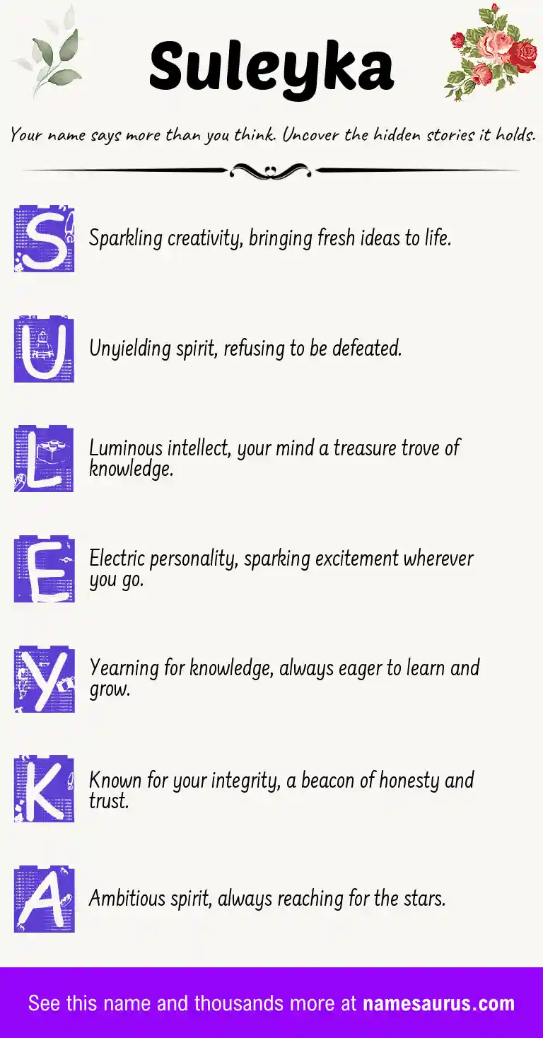 Acrostic poem about Suleyka.
