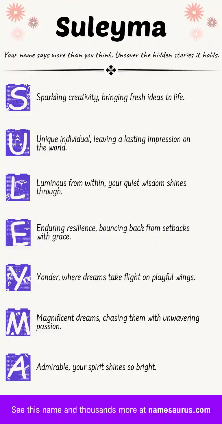 Acrostic poem about Suleyma.